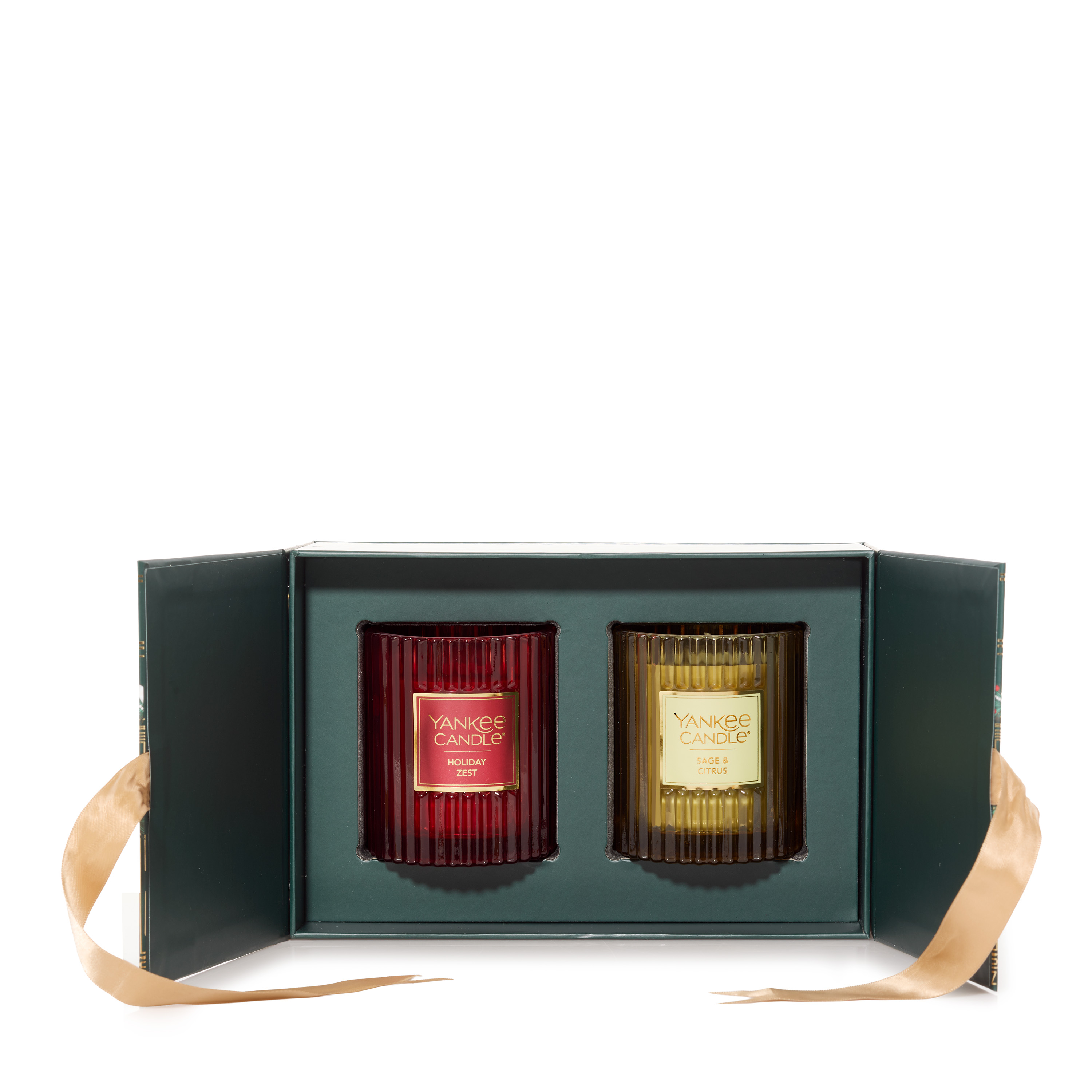 Fluted Candle Duo in Green - Image 2